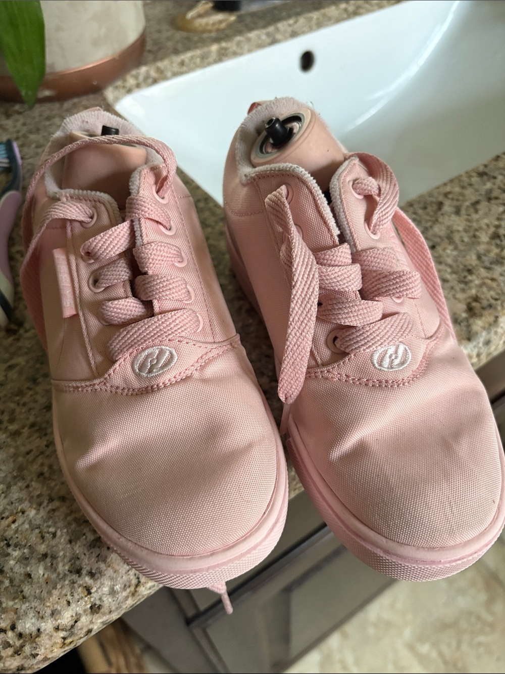 Heelys Pink Canvas Skate Sneakers with Embedded Wheel